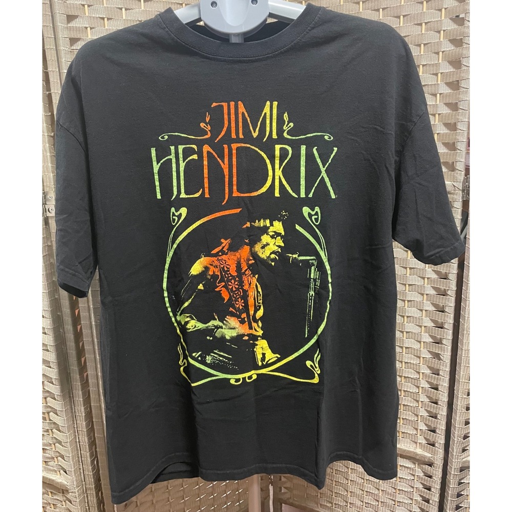 Authentic Hendrix Jimi Hendrix Rasta Graphic T-Shirt Black XL Rock Band Tee